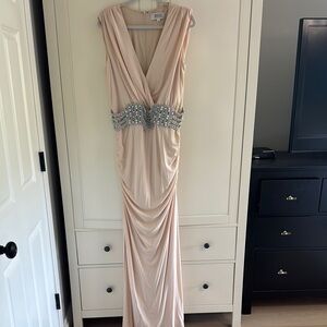 Elegant Cream Evening Gown with Silver Accents